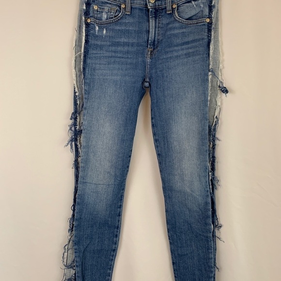 7 for all mankind Roxanne Ankle Fray Jeans in Bright Houston Size 28 - Picture 4 of 9
